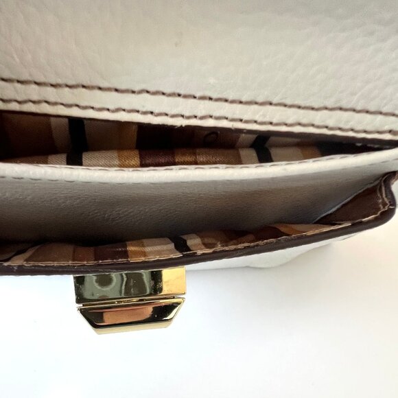 Tignanello Perfect Pockets Organizer Leather Crossbody, Cream, Detachable Strap - Picture 7 of 15